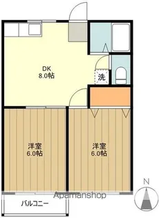 カギ中ハイツB【2階】の間取り