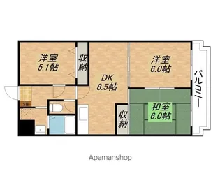 ヴィラアンドゥミル【202号室】の間取り