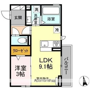ONE TERMINAL PLACE(ワンターミナルプレイス)【3階】の間取り