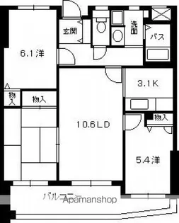ロイヤルシャトー新宮苑【3階】の間取り