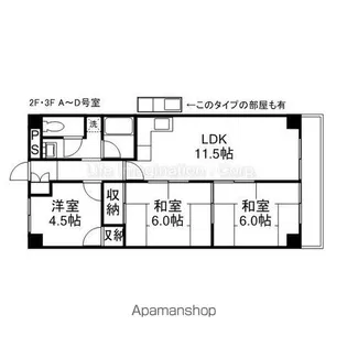 シャレー富士美台【2B号室】の間取り