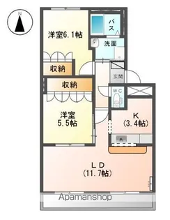 岐阜県羽島郡岐南町若宮地2丁目【アパート】の間取り