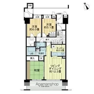 サーパス中央町【7階】の間取り