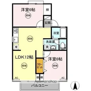 サンハイツM【1階】の間取り