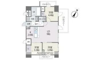 MODERN PALAZZO 天神南II【9階】の間取り
