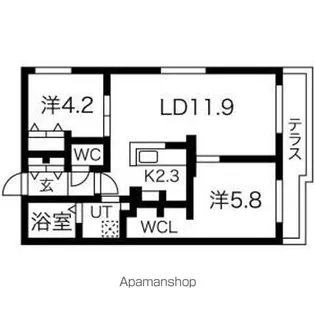 エアフォルク学園前【1階】の間取り
