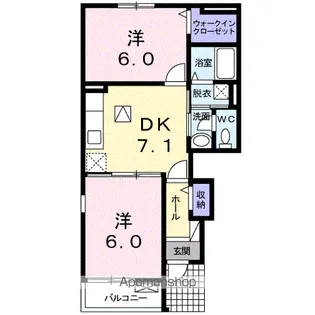 ミニョン・ア・ラ・モードC【1階】の間取り