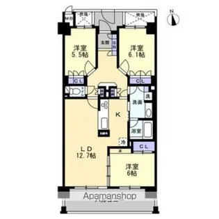 アルファステイツ昭和町Ⅱ【502号室】の間取り