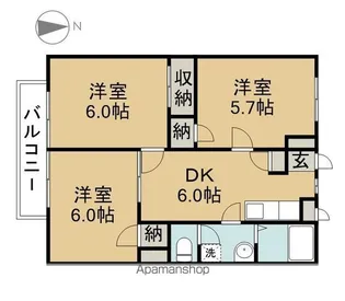 シティコーポモリA・B棟【B203号室】の間取り