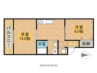 サンライト西伊場【202号室】の間取り