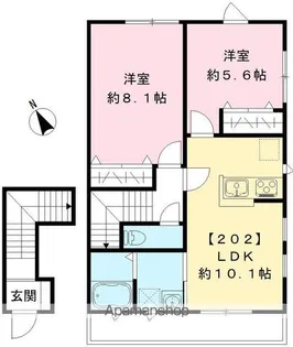 テラス中の原【202号室号室】の間取り