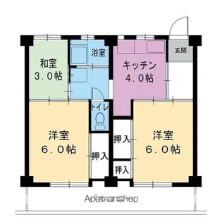 ビレッジハウス新開1号棟【402号室】の間取り