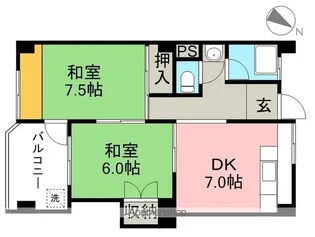 コーポ朝日Ⅷ【5階】の間取り