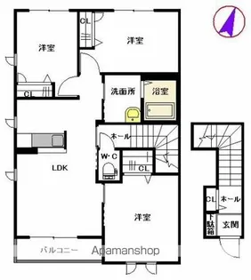 メルベーユコート A棟【201号室】の間取り