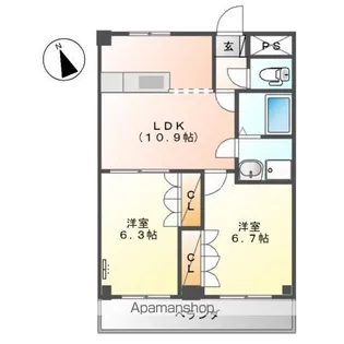 メゾン・エスポアールⅡ【205号室】の間取り