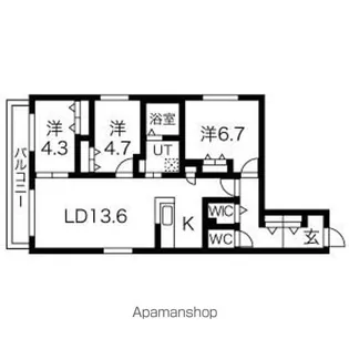 アルファスクエア南郷丘公園【4階】の間取り