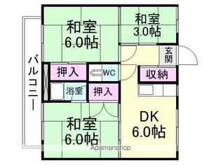 ビレッジハウス常吉1号棟【2階】の間取り