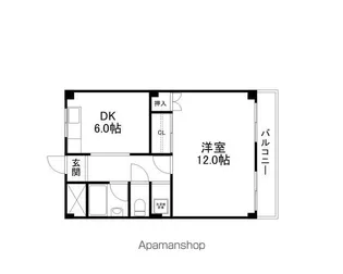 1DKの間取り画像