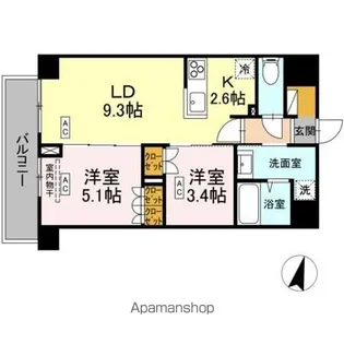 ロイジェント西新井【6階】の間取り