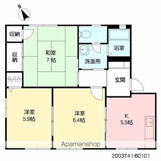 アイエス猪野B【101号室】の間取り