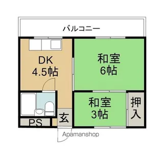 もと喜ハイツ【203号室】の間取り