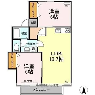 セジュール園木 B棟【2階】の間取り