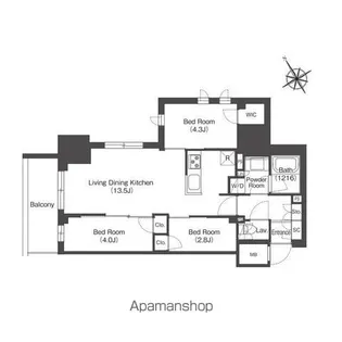 コンフォリア・リヴ板橋【14階】の間取り