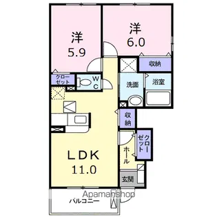 ユナイテッドステージB【1階】の間取り