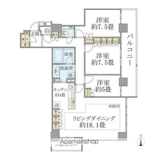 BELISTAタワー東戸塚【18階】の間取り