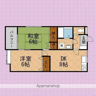 神木ハイツ 2号棟【1階】の間取り