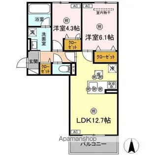 シャンポールさい D棟【1階】の間取り