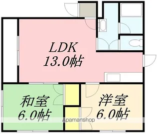2LDKの間取り画像