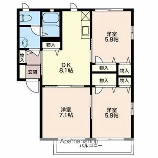 ディアス並柳A【1階】の間取り