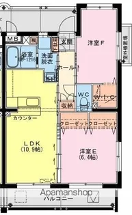 MARINE ROAD【206号室】の間取り