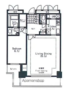 東京都新宿区河田町【マンション】の間取り