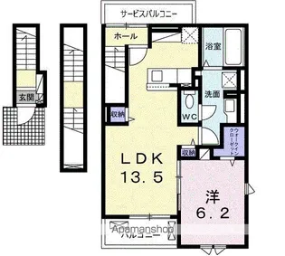 中田町アパート【3階】の間取り