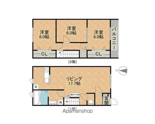 フェリオ通町Ⅱ【2号室号室】の間取り