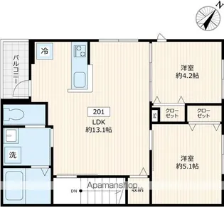 仮称根岸コスモポリタン【201号室号室】の間取り
