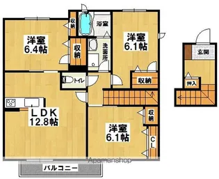 ソレイユ上野芝【2階】の間取り