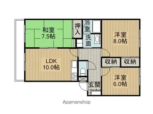 サンリツ・プレース浜沢B棟【102号室】の間取り