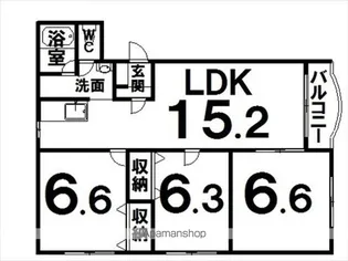 パティオ白樺【1-A号室】の間取り