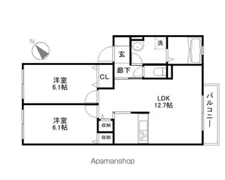 レジデンス琵琶【2階】の間取り