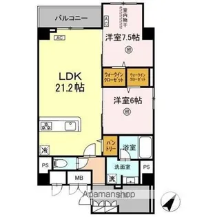 Kyokuyouモダンベース天神【5階】の間取り
