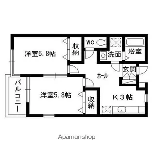 パレスハッピー1【202号室】の間取り