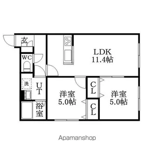 クラリス菊水Ⅱ【402号室】の間取り