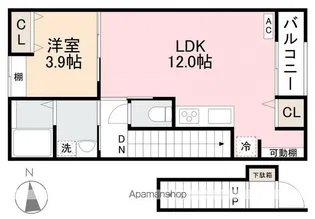 ベルソーレ木太町【206号室】の間取り