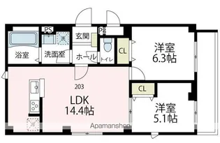 シェノン 豊岡【203号室号室】の間取り