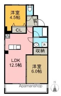 コーポ苗代ⅢB棟【3D号室】の間取り