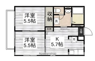 レディアB【202号室】の間取り