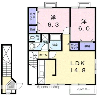サニーホームズⅠ【2階】の間取り